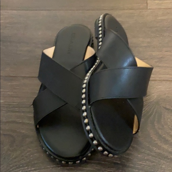 Coach Black Studded slide sandals - Picture 2 of 5